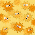 Funny coronavirus background. Smiling covid-19.